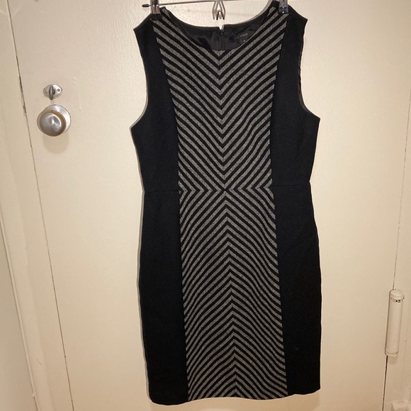 NWOT J. CREW Wool Black Dress with Tweed Herringbone Pattern Size 12 - Picture 2 of 5